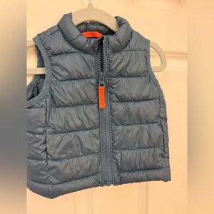 Primary Blue Puffer Vest with Orange Details